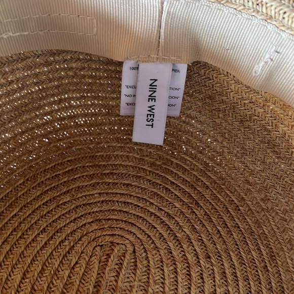 Nine West 100% Paper Brimmed Bucket Hat Grosgrain Bow Ribbon OS - Picture 5 of 7